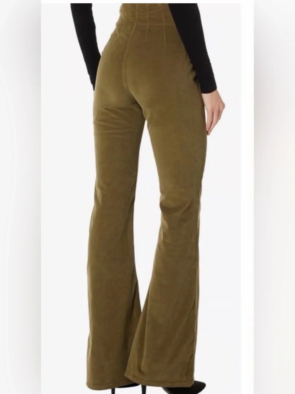 Free People We The Free Jayde Cord Flare Pants High Rise Olive Green Size 29 - Picture 6 of 11